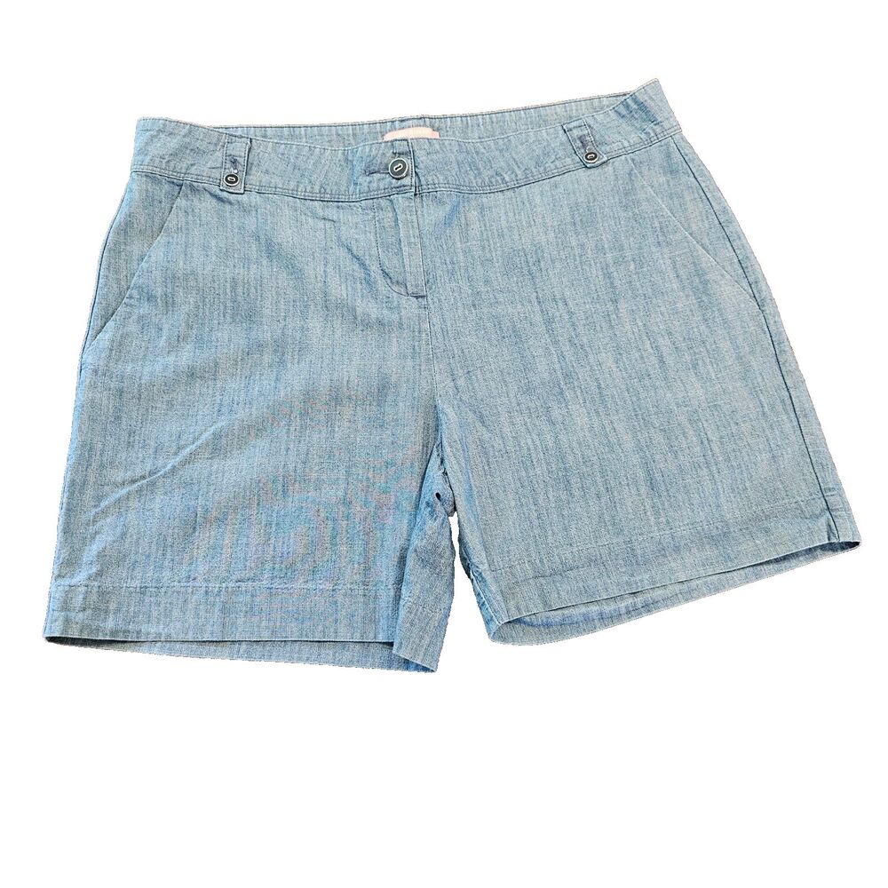 Isaac Mizrahi Women's Shorts Size 14 Blue Chambray Denim 100% Cotton Casual